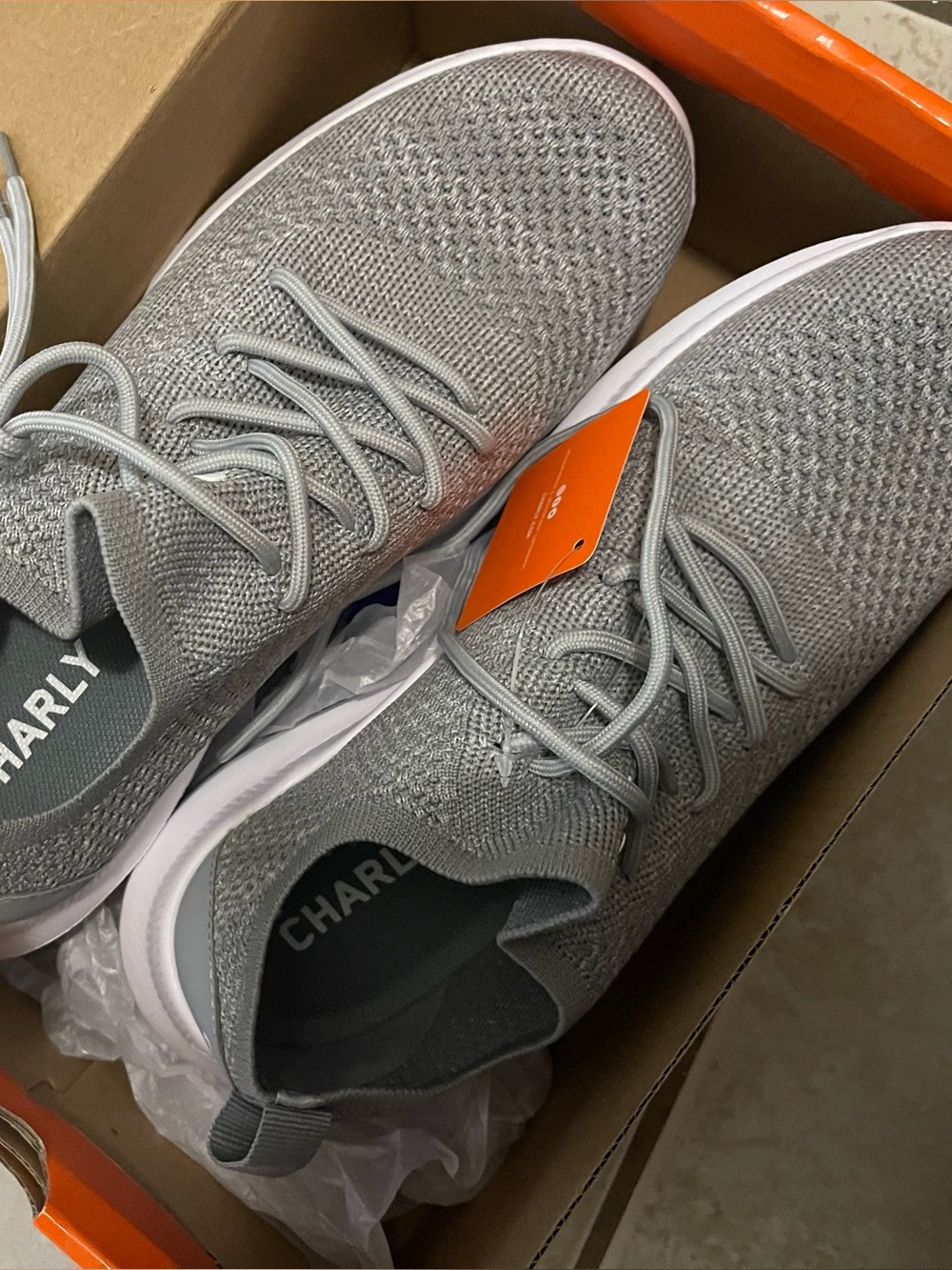 Charly Light Gray Knit Lace-Up Sneakers